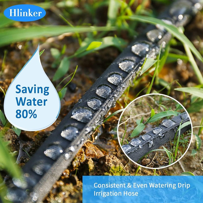 Hlinker 2025 Flat Soaker Hose 50 ft with Stake for Garden, Linkable Drip Hose Diy Automates Garden Irrigation System Saving 83% Water, Dual-layer Leak-free Design Water Hose with Holes - Image 3